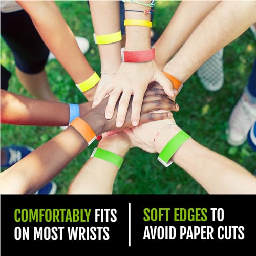 WristCo 5-Color Variety Pack Tyvek Wristbands for Events, Tamper-Proof & Adjustable
