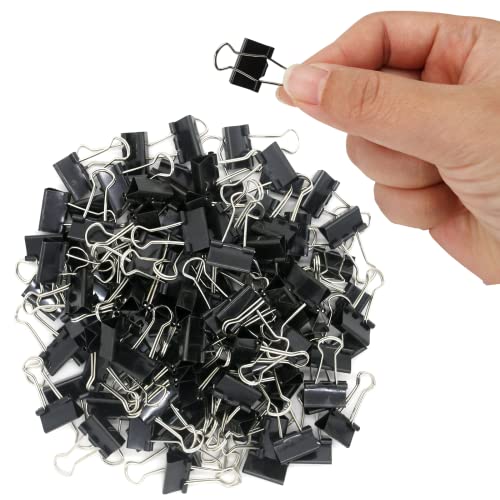OWLKELA 0.6in Binder Clips 120 Pack Black – Mini Metal Clips for Office & Home Organization
