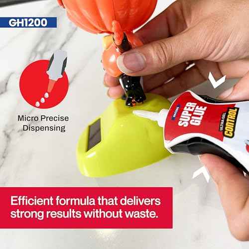 GH1200 Precision Control Super Glue Gel, 6g x 2 PCs Ultimate Micro-Dispensing for No-Mess Repairs, Non-Drip Ca Glue, Clear Drying Cyanoacrylate Adhesives, Superglue Gel Multipack Bonds in Seconds