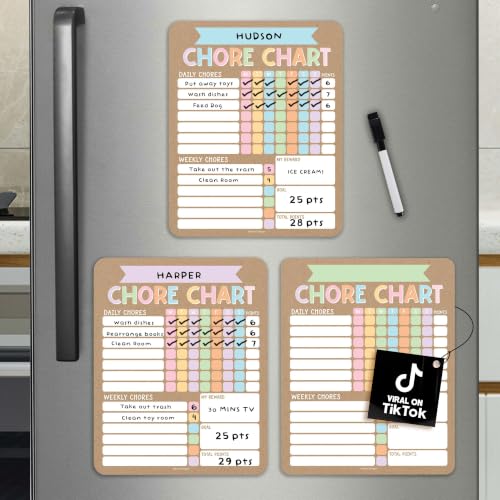 Kraft Colorful Magnetic Chore Chart for Kids - Family Responsibility System