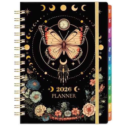 2026 Planner - Planner 2026, Jan 2026 - Dec 2026, 6.4" x 8.5", Weekly and Monthly with Tabs, Back Pocket + Thick Paper - Butterfly