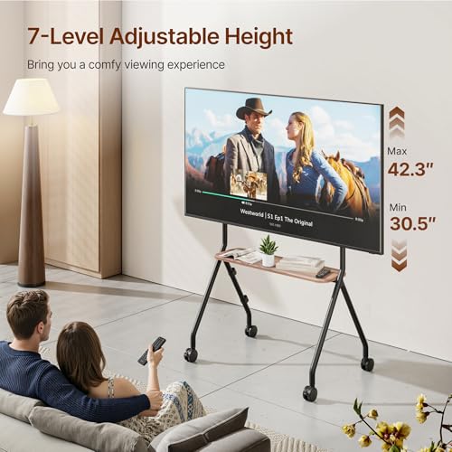 ECOTINY Rolling Easel TV Stand for 49-80" TVs, 110 lbs, Black (Black) – Mobile TV Cart