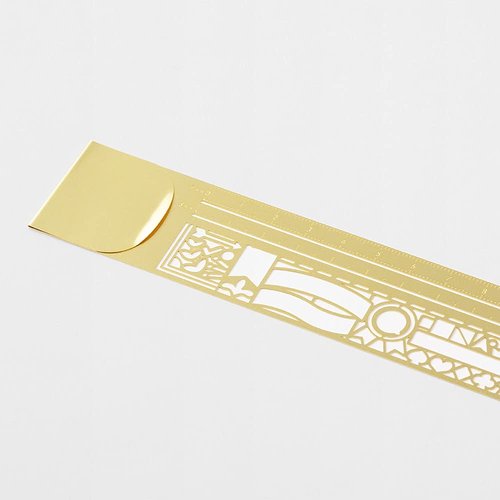 Designphil Midori Clip Ruler - Decorative Ruled Pattern A, 5.5 Inches for Precision Drawing