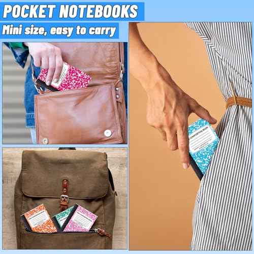 72 Pack Mini Composition Notebooks Bulk College Ruled Half Composition Notebook Narrow Ruled Small Pocket Marble Journal 8 Colors-4.5" x 3.25"-60 Sheets for Kids Students Office School Supplies