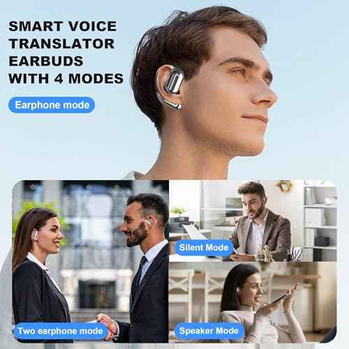 AI Translator Earbuds Real-Time 144 Languages & Accents Spanish/English Aud?fonos Traductores 80h Long Life and HiFi Sound for Travel Business Learning£¬iOS & Android Compatible