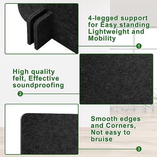 Buryeah 3 Pcs Desk Divider Desk Partition 23.6 x 47.2, 23.6 x 23.6 Stand up Freestanding Cubicle Privacy Partition Reducing Noise Visual Distraction Divider for Office Home School(Deep Gray)