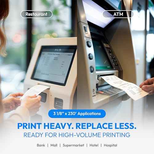 3 1/8" x 230' Thermal Paper (20 Rolls), BPA Free Receipt Paper, Fits Most Credit Card Machines POS & Cash Registers, High Compatibility, Bright White, Honeycomb Core, Durable Printing