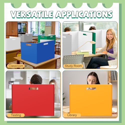 Desk Privacy Dividers Set 30 - Trifold Plastic Classroom Folders for Students