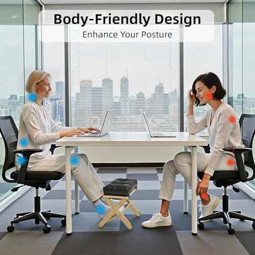 Foot Rest for Under Desk at Work, Wooden Under Desk Footrest with Non-Slip Rubber Stepping Surface, Ergonomic Foot Stools for Under Office Desk, Enhances Posture, Home Office Gaming (Pine)