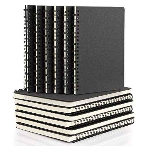 EUSOAR Spiral Notebook, A5 12packs 5.5"X8.3" 120 Pages Lined Travel Writing Notebooks Journal, Memo Notepad Sketchbook, Students College Office Business Subject Diary Ruled Book Journal-Black Cover