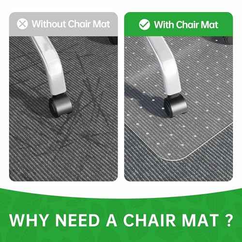 Office Chair Mat for Carpet- 36" x 48" Studded Desk Chair Mat for Low Pile Carpeted Floors, Plastic Floor Mat for Office Chair Over Carpet