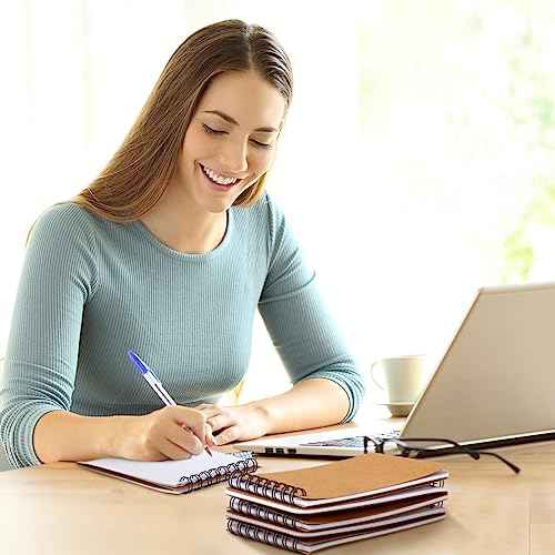 Kisston 120 Pcs Top Bound Memo Books Bulk Memo Notebooks 25 Sheets/pad Mini Memorandum Small Wirebound Spiral Notepad Paper Pocket Notebook for Home Office(3 x 5 Inch,Kraft Color)