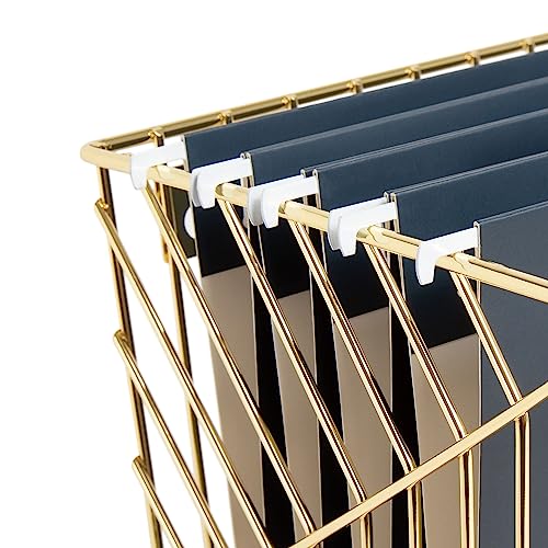 U Brands Metal Hanging File Organizer, Letter Size, Desktop Accessory, Vena Collection, Gold