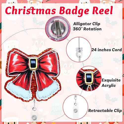 Namifin 24PCS Christmas Badge Reels with Alligator Clip Funny Retractable Happy Holiday Badge Holders Nurse Gifts Accessories Gifts for Friends, Co-Workers