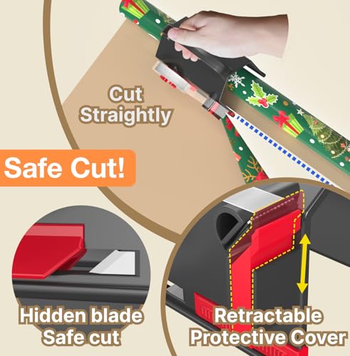 Black Wraprocut Wrapping Paper Cutter & Tape Dispenser 2-Pack for Gift Wrap