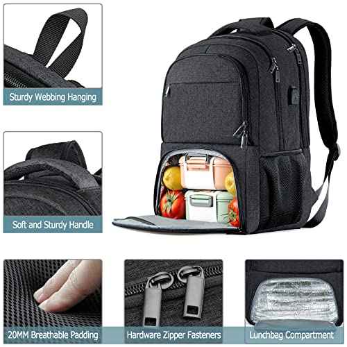 Lunch Backpack, Insulated Cooler Lunch Bag Backpack, Large School Backpacks for Teen Boys Water Resistant Back Pack Gift for Men Fit 17 Inch Laptop,