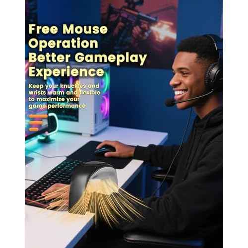 100W Heated Mouse Pad Hand Warmer for Office Home Indoor Desktop Use, 2025 Upgraded Desk Mouse Keyboard Hand Warmer 3 Temperature 20dB Quiet PTC Fast Heating Energy Saving Foldable - Black