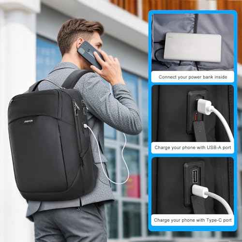 MOSISO 15.6-16 inch Waterproof Laptop Backpack with USB Charging Port & Front Wet & Dry Pocket, Business Commute Backpack, 16 inch Laptop Bag Casual Daypack for College Work Business, Black