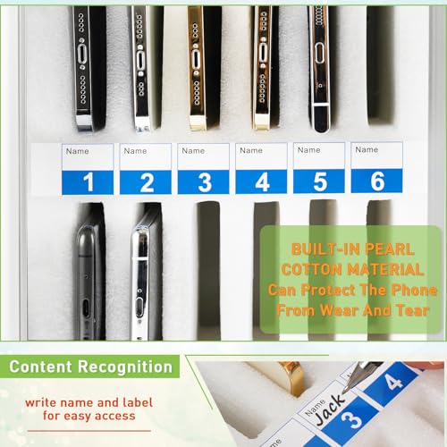 Loghot Aluminum Alloy Pocket Chart Cell Phones Storage Cabinet for Cell Phones,Wall-Mounted with a Locked,Can be Carried by Hand (36 Slots Black)
