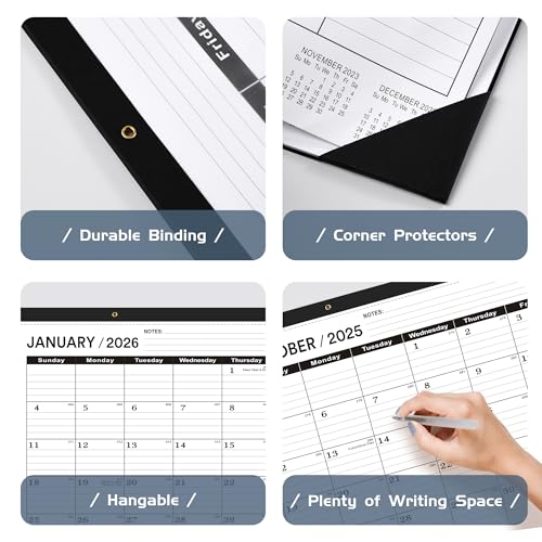 Desk Calendar 2025-2026 large 22 x17 (October 2025-March 2027) 2025-2026 Desk Calendar Large 22 x17,Classic Black Calendar 2026,Large Calendar 2026 with Plastic Cover