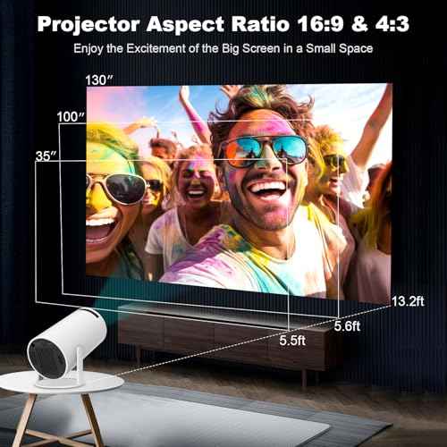 Mini Portable Projector, Support 4K 1080P with Dual-Band WIFI6 5G Wireless 5.0 Bluetooth Android 11,160 ANSI,180¡Æ Rotatable, Auto Keystone Correction, 35"-130" Screen Video Projector