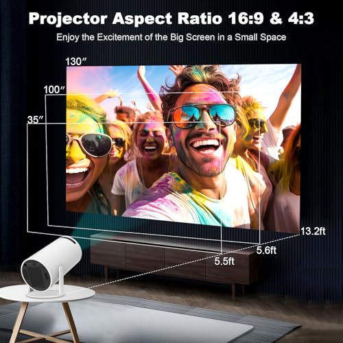 SKUOU L Mini Portable 4K 1080P Projector with WiFi 6, 180° Rotatable, Bluetooth 5.0, Auto Keystone, Android 11 - Video Projector