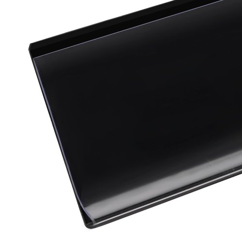 Pro Painter 50 Pack Self Adhesive 1.25'H Shelf Strip Price Tag Holder for Plastic, Metal and Wood Gondola Shelf, Clear Plastic Front/Black Back Sign Holder