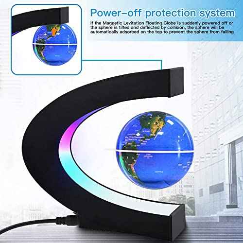 Magnetic Levitation Globe with LED Light, Cool Gadgets Floating Lamp Globe Decor, Cool Gifts for Men/Father/Husband/Boyfriend/Kids/Boss, Great Technology Graduation Gifts Valentine's Day Gift (Blue)