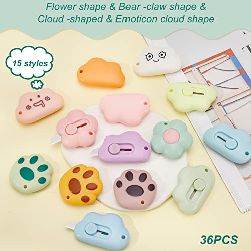 Mini Retractable Utility Knives Set - 36 Colorful Pocket Box Cutters for Office & Craft