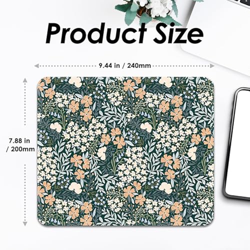 FROGIGO Vintage Garden Mouse Pad with Stitched Edges, 9.25x7.75 inch Washable Non-Slip Desk Mat for Office & Home - 1 Pack