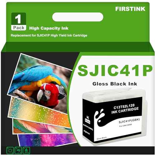 SJIC41P Gloss Black Ink Cartridges C13T52L120 SJIC41P-BK Ink Remanufacture Compatible for ColorWorks CW-C4000 Color Inkjet Gloss Label Printer (Gloss)