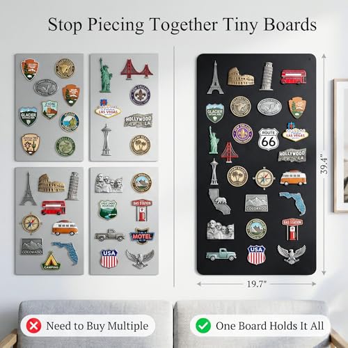 LYZZXI Large 39.4 x 19.7 Inch Black Magnetic Display Board for Collectors