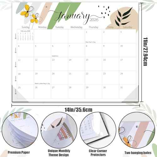 Guasslee 14" X 11" Desk Calendar 2026-2027, Desk Top Calendar 2026, 18-Month School Year Desk/Wall Calendar, 2026 Jan-2027 Jun, Monthly Planner With Corner Protcetor For Office Home School Organizing