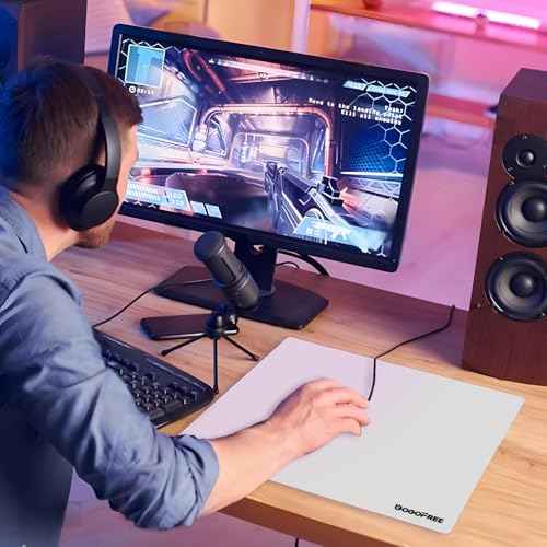 Glass Mousepad with Hard Surface for Gaming, Ultra Smooth Mouse Mat, Water-Resistant Large Mouse Pad Precision Speed Control for Esport Games/Office, White XL(15.7¡¯¡¯¡¿19.6¡¯¡¯)