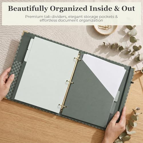 ZICOTO Sage Aesthetic Clipboard Binder with Dividers – 3 Ring Organizer