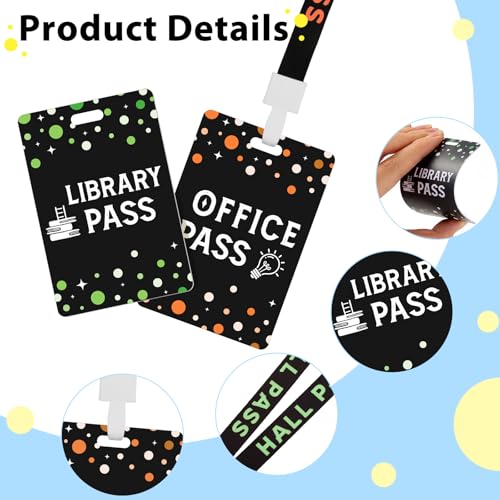 Classroom Hall Pass Set - 6 Colorful PVC Student Passes for Teachers & Staff
