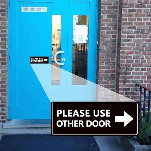 2Pack Use Other Door Sign£¬Self-Adhesive Weatherproof Vinyl Please Use Other Door Sticker, Left Right Arrow Entrance Sticker Sign for Home,Office, Business, School, Store, Restaurant