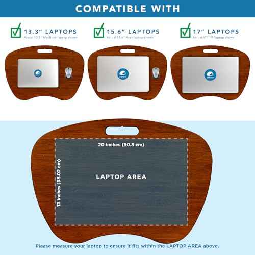 LAPGEAR Extra Large Bamboo Lap Desk - Chestnut - Fits up to 17.3 Inch Laptops - Style No. 91692