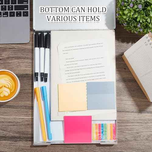 Henoyso Metal Storage Clipboard Bulk Heavy Duty Aluminum Clip Board for Teacher Contractor Medical Construction Office School Classroom, 12.6x9.2x1 Inch, Fit Letter Size 8.5x11 Inch Paper (2 Pcs)