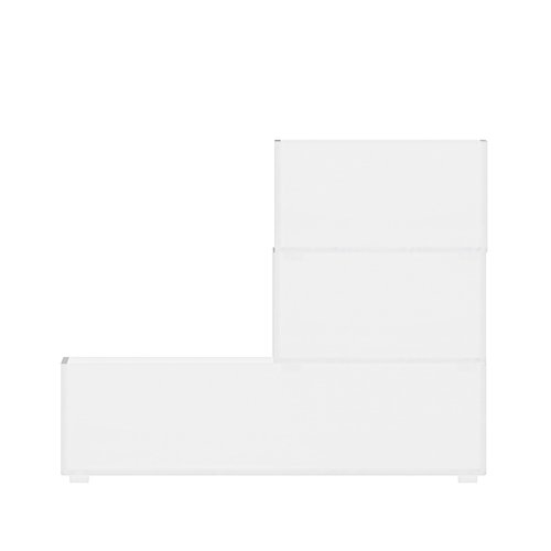 Martha Stewart Brody Desktop Storage Organizer, Stack and Slide Plastic Organizer Tray, Organizer for Office, Kitchen, or Vanity, 1-S, 1-M, 1-L (Pack of 2)