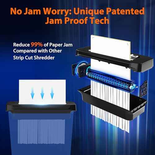 Paper Shredder Without Basket 6-Sheet Strip Cut Shredder for Home Use,Small Document Shredding Machine for Office,Shred Staple/Card,Mini Portable with Extendable Arm,Jam Proof
