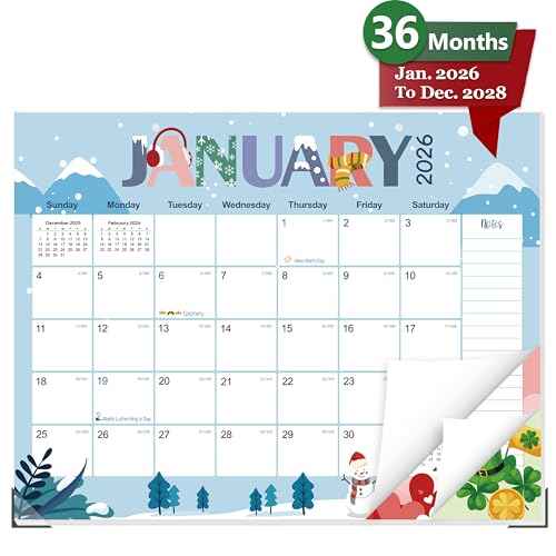 GuassLee Desk Calendar 2026-2028,36 Months 22" x 17" Large Calendar from January. 2026 to December. 2028,Desktop/Wall Monthly Planner with Julian Date and Thick Paper for Office Home School
