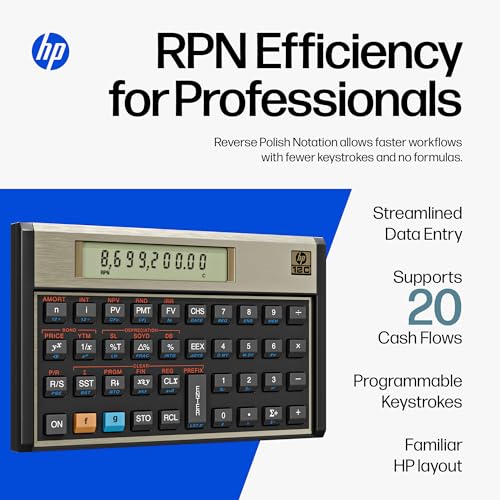 HP 12C Financial Calculator Black & Grey 2026 - 120+ Functions, RPN, Case Included