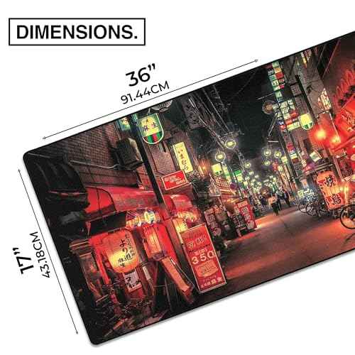 MPCO. Neon Large Gaming Desk Pad - 36" x 17" Duraglyde Fabric Nightlife Desk Mats - Non-Slip, Washable, Smooth Glide for Precision Gaming & Work