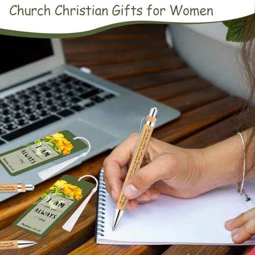 Spakon 100 Sets Mother's Day Church Gifts Bible Verse Bookmarks Inspirational Bamboo Pens Gift Bags Mom Christian Gifts Bulk Religious Mothers Day Party Favors