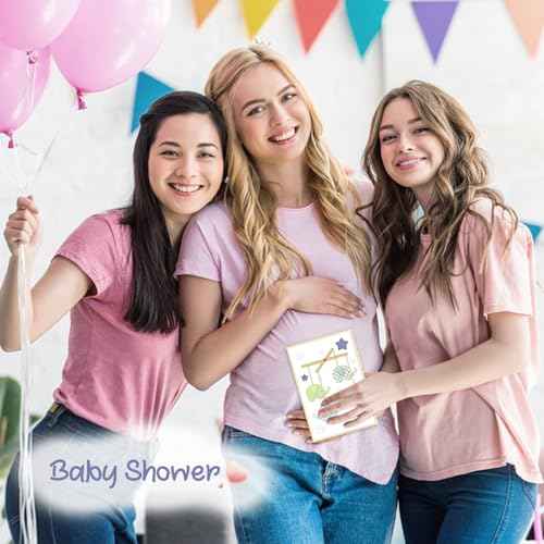 Baby Shower Card - 3D Cute Design Baby Shower Card for Boy or Girl with Envelope and Seal Sticker, 5x8in Welcome New Baby Gender Neutral (Elephants & Stars)