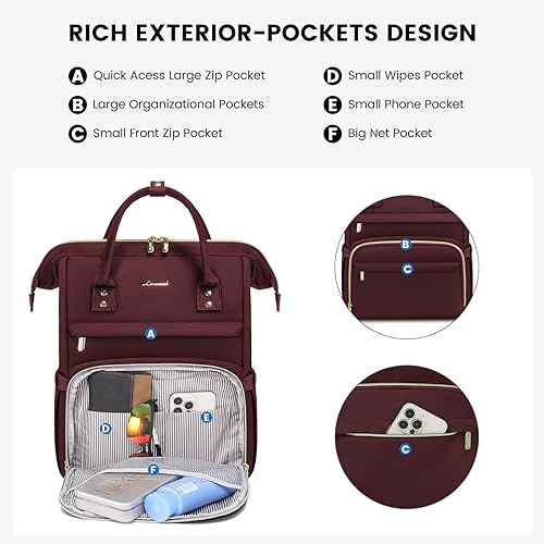 LOVEVOOK Backpack for Women, 17 inch Laptop Backpack for Women Teacher Backpack Nurse Bag, Waterproof Work Backpack for Travel, Commuter, College