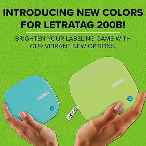 DYMO LetraTag 200B Bluetooth Label Maker | Compact Label Printer | Connects Through Bluetooth Wireless Technology to iOS and Android | Includes 1 White Paper Label Tape | Daydream Blue