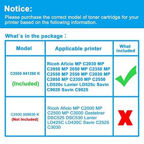 LCL Compatible Toner Cartridge Replacement for Ricoh 841280 MP C2550 C2050 2550 Lanier LD525c Savin C9020 9025 Aficio MP C2030 2050 C2350 C2050 C2350 LD520c (1-Pack Black)