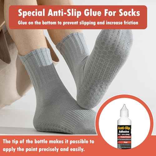 Sock Stop Glue 100ml, Clear Non-Slip Glue is Latex-Free and Water-Based, Odorless and Washable, Sock Anti Slip Adhesive for Hangers, Carpets, Bathroom Mats